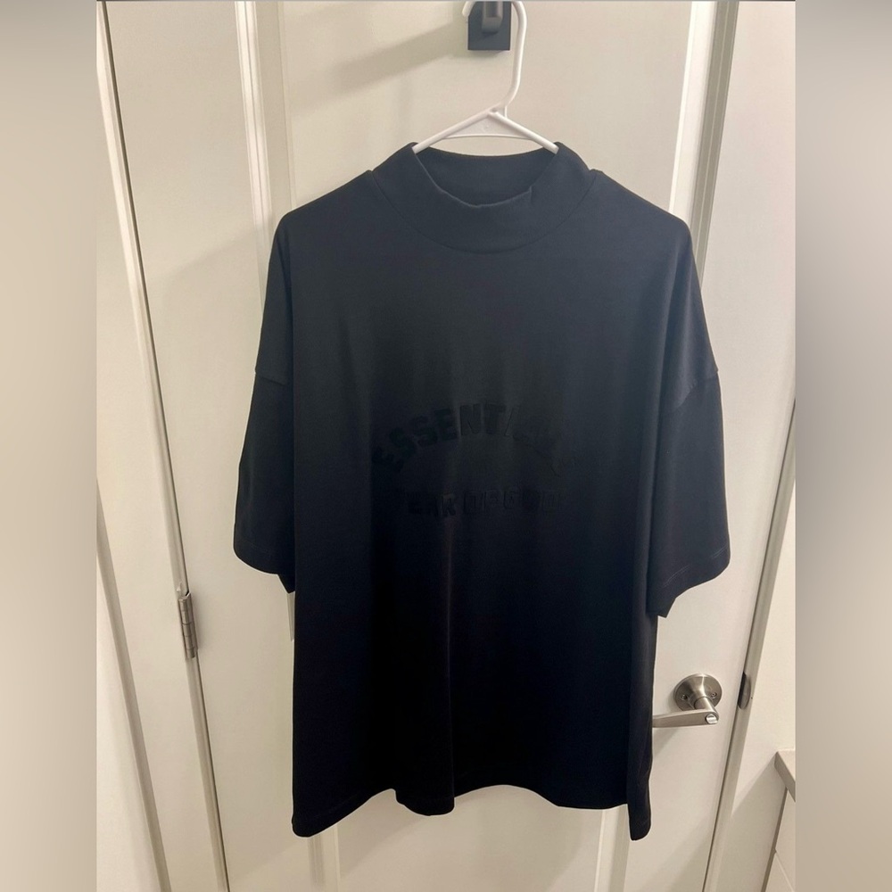 FEAR OF GOD ESSENTIALS HEAVY JERSEY CREWNECK T-SHIRT - JET BLACK